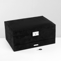 Подставка для украшений &laquo;Шкатулка&raquo; 2-х уровневая, флок, 24,5&times;17&times;12 см, цвет чёрный