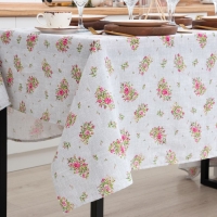 Скатерть Доляна Roses on linen 146х220 см, 100% хлопок, рогожка 164 г/м2