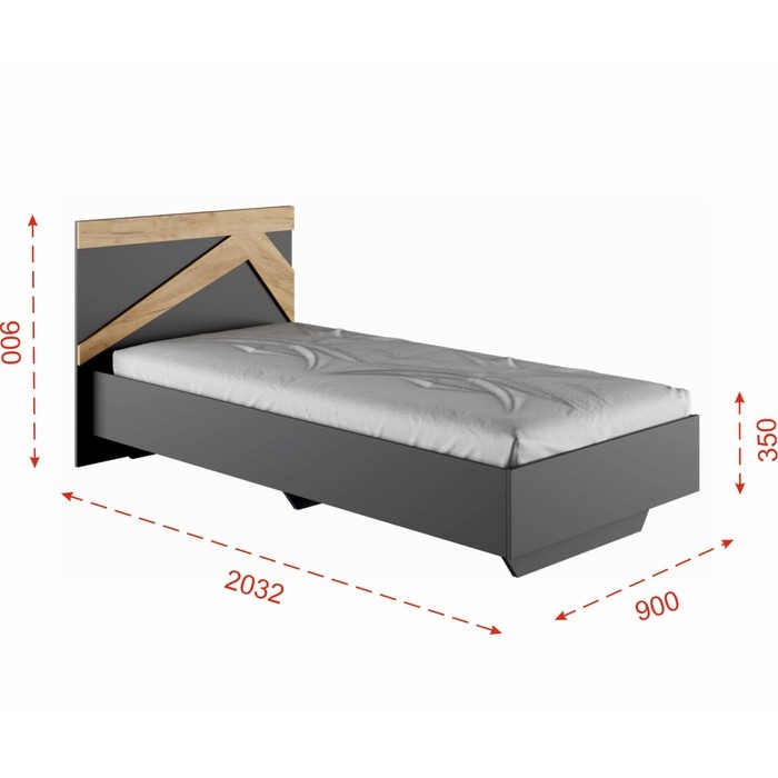 Кровать односпальная с основанием Теодора, сп/место 900*2000, Графит/Крафт золотой