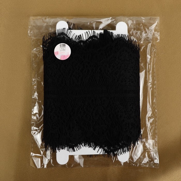 Кружево реснички, 105 мм &times; 9 &plusmn; 0,5 м, в бобине 3 шт по 3 м, цвет чёрный