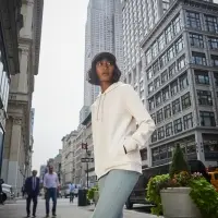 Толстовка с капюшоном женская BNC Inspire (Organic), серо-голубая, размер M