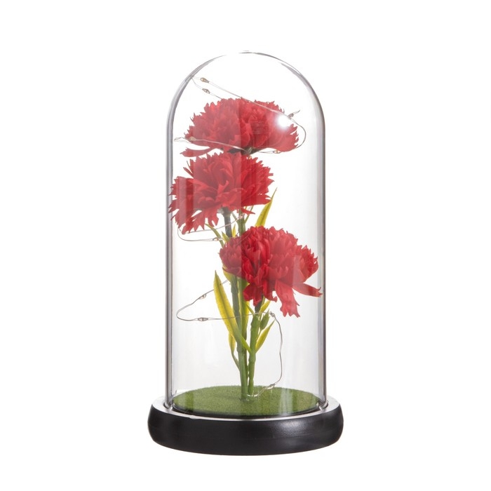 Ночник колба &laquo;Гвоздики&raquo; LED красный 3хААА 10,5х10,5х22см