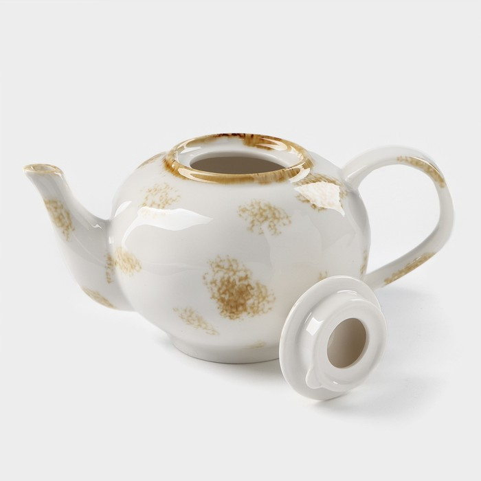 Чайник фарфоровый заварочный Доляна Organic Gold, 650 мл, цвет белый Чайник фарфоровый заварочный Доляна Organic Gold, 650 мл, цвет белый