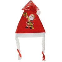 Колпак новогодний "Дед Мороз" с косичками, 40х27 см, микс Колпак новогодний "Дед Мороз" с косичками, 40х27 см, микс
