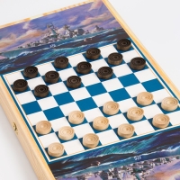 Нарды "Ракетный крейсер", деревянная доска 60 х 60 см, с полем для игры в шашки Нарды "Ракетный крейсер", деревянная доска 60 х 60 см, с полем для игры в шашки