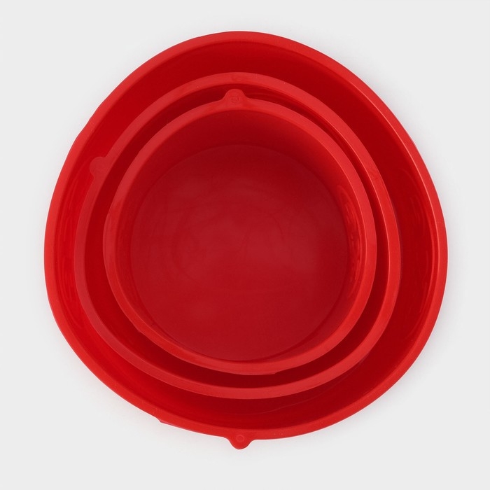 Набор силиконовых форм для выпечки Доляна «Куличики», 3 шт: 15,5/13/10 см, цвет красный Набор силиконовых форм для выпечки Доляна «Куличики», 3 шт: 15,5/13/10 см, цвет красный