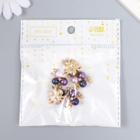 Декор для творчества металл "3 жемчужины со стразами" сине-фиолетовый набор 5 шт 2х2 см Декор для творчества металл "3 жемчужины со стразами" сине-фиолетовый набор 5 шт 2х2 см