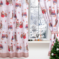Комплект штор д/кухни с подхватами "Winter holidays" 145х180см-2 шт., габардин Комплект штор д/кухни с подхватами "Winter holidays" 145х180см-2 шт., габардин
