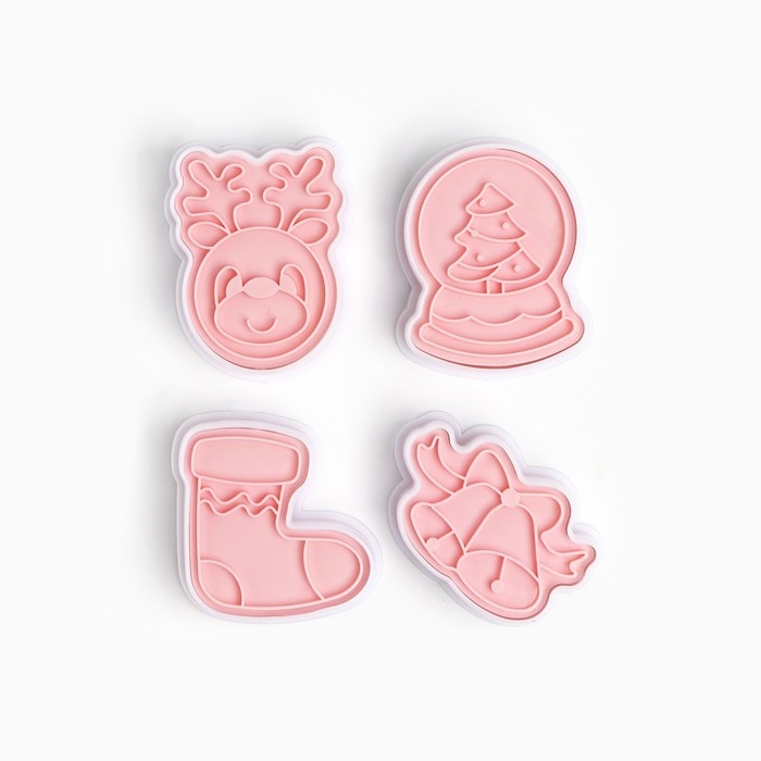 Новый год. Набор форм для печенья &laquo;Леденцы&raquo;, пластик, 4 шт