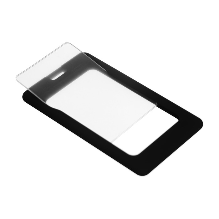 Бейдж вертикальный, внешний 101х67 мм, внутренний 85х54 мм, софтач, черный Бейдж вертикальный, внешний 101х67 мм, внутренний 85х54 мм, софтач, черный