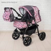 Коляска-трансформер &laquo;Гном&raquo;, пластиковые колёса, оттенки розового, рисунок МИКС