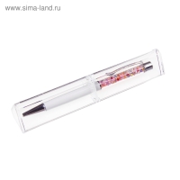 Ручка подарочная, шариковая "Стразы" в пластиковом футляре, поворотная, белая