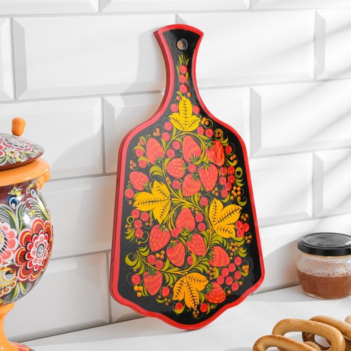 Доска разделочная &laquo;Ягодка&raquo;, микс, хохлома