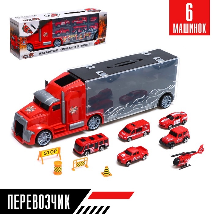 Грузовик &laquo;Перевозчик&raquo;, в комплекте 6 машин и дорожные знаки