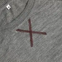 Джемпер Stitch с контрастной отделкой, серый с бордовым, размер XL