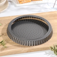 Форма для выпечки Доляна Galaxy перфорированная, 24&times;3 см, съёмное дно, антипригарное покрытие, цвет чёрный