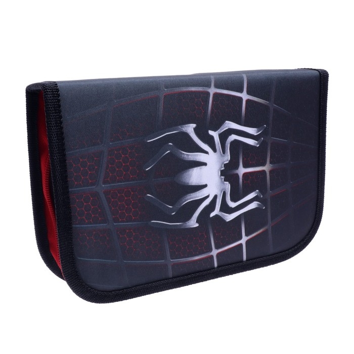 Пенал 3 секции, вкладка внутри, 140 х 210 х 40 мм, тканевый, Calligrata TOP Block Пенал 3 секции, вкладка внутри, 140 х 210 х 40 мм, тканевый, Calligrata TOP Block "Паук"