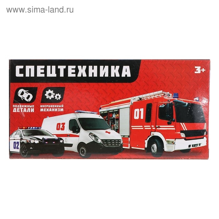 Машина металлическая &laquo;Пожарная служба&raquo;, инерция, с элементами из пластика, МИКС