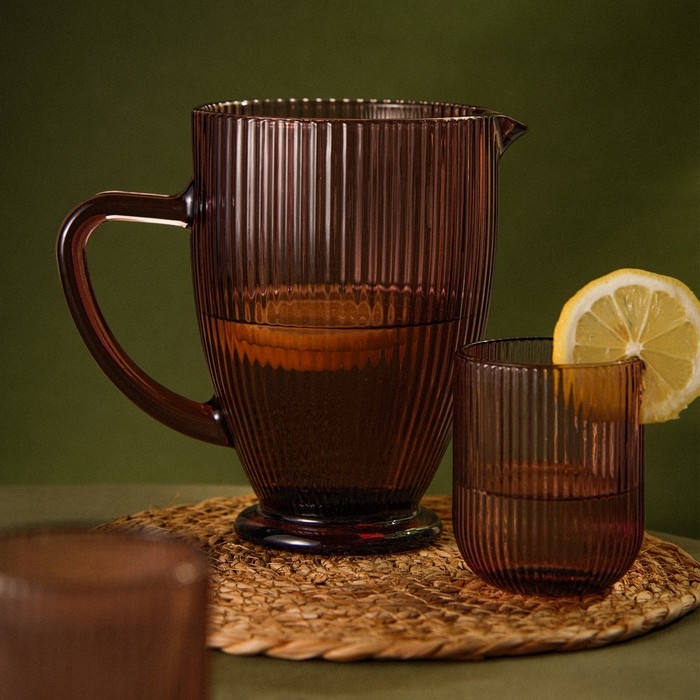 Кувшин для воды стеклянный SL Home &laquo;Модерн&raquo;, 1,2 л, 19,5&times;13&times;18,5 см, цвет розовый