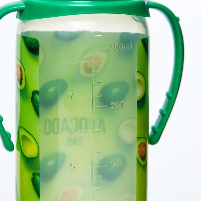 Бутылочка для кормления &laquo;Авокадо&raquo;, классичееское горло, от 0 мес, 250 мл., цилиндр, с ручками