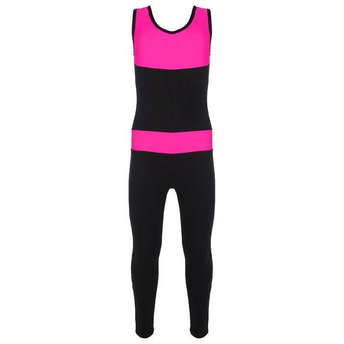 Комбинезон для гимнастики и танцев Grace Dance, р. 34, цвет чёрный/фуксия