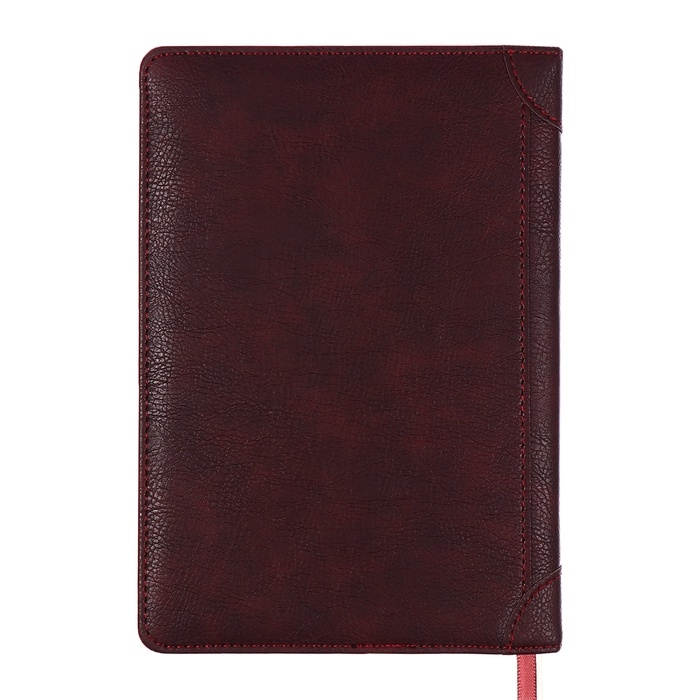 Ежедневник недатированный, твердая обложка кожзам с поролоном, термо тиснение, перфорация, ляссе, кремовый блок 70 г/м2, коричневый