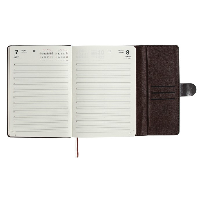 Ежедневник датированный 2024 A5 176 листов, deVENTE.Tudor, твёрдая обложка из искусственной кожи, ляссе, кремовый блок 70 г/м2, коричневый