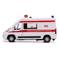 Машина металлическая &laquo;Citroen Jumper. Скорая&raquo;, 14 см, световые и звуковые эффекты, открываются двери, инерция, цвет белый