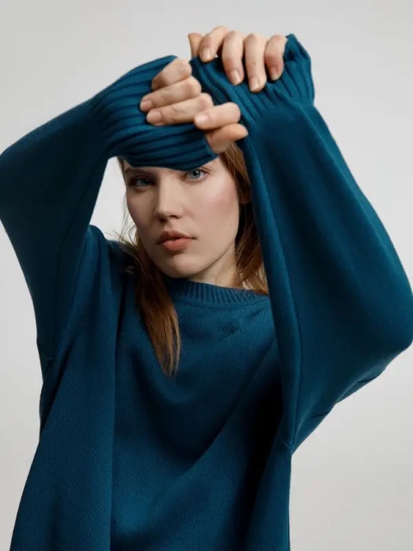 Джемпер оверсайз унисекс Stated в сумке, синий (морская волна), размер S/M