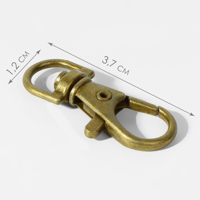 Карабин металлический, 37 &times; 12 мм / 9 &times; 1,7 мм, 10 шт, цвет бронзовый