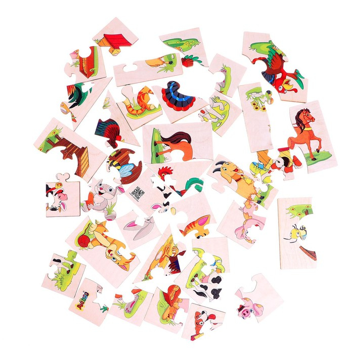 Фигурные пазлы из дерева &laquo;Домашние животные&raquo; 10 пазлов в наборе