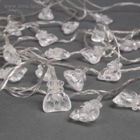 Гирлянда &laquo;Нить&raquo; 5 м с насадками &laquo;Подарки&raquo;, IP20, прозрачная нить, 20 LED, свечение мульти (RG/RB), мигание, 220 В