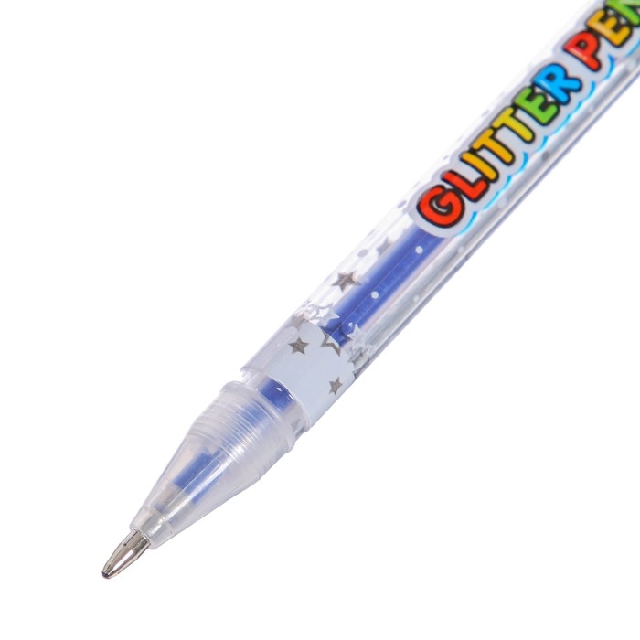 Набор гелевых ручек, 12 цветов, металлик, корпус с рисунком, в блистере на кнопке