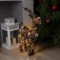 Светодиодная фигура &laquo;Плетёный олень&raquo; 44 &times; 65 &times; 15 см, металл, текстиль, батарейки ААх2 (не в комплекте), свечение тёплое белое