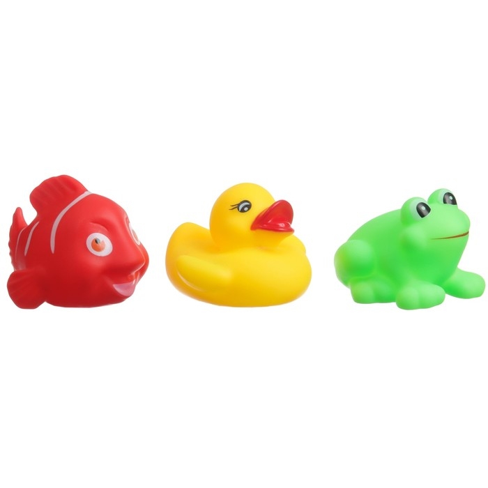 Набор игрушек для ванны Набор игрушек для ванны "На пруду" + сачок + 3 пвх игрушки, Крошка Я