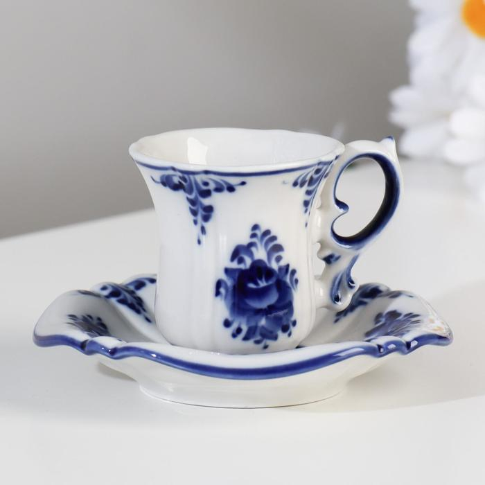 Кофейная пара Кофейная пара "Либерика", 0,06л, авт.Ремизов В., гжель