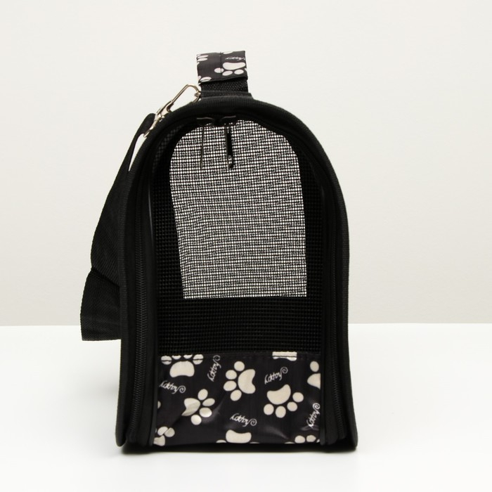 Сумка - переноска для животных Сумка - переноска для животных "Лапки Happy", чёрная, размер М, 40 х 21 х 27 см
