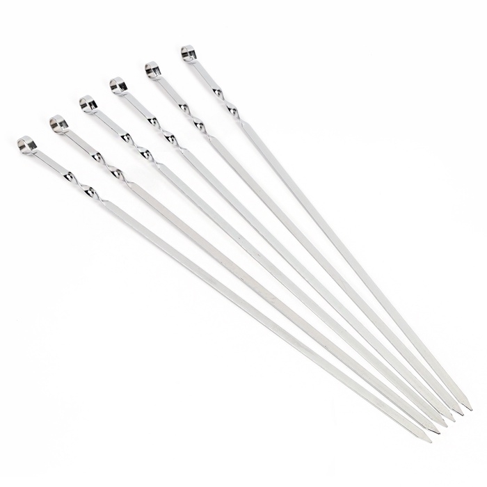 Набор шампуров для шашлыка 6 шт, рукоять - кольцо, ширина - 1 см, 60 см Набор шампуров для шашлыка 6 шт, рукоять - кольцо, ширина - 1 см, 60 см