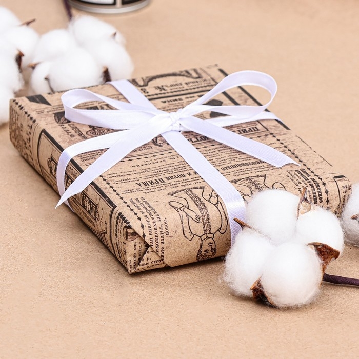 Бумага упаковочная, крафт "Газета", 70х100 см, 1 лист