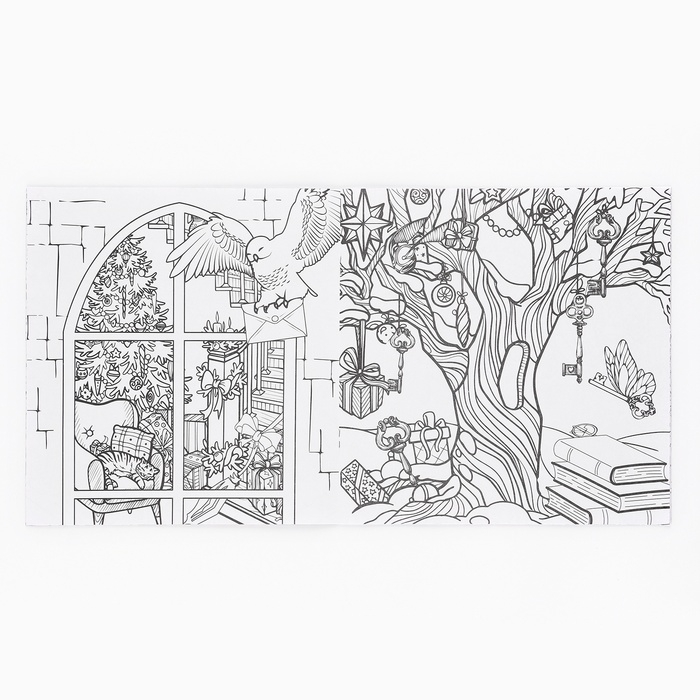 Раскраска антистресс на новый год. Альбом для вдохновения &laquo;Магия Нового года&raquo;, 19 страниц, символ года 2025