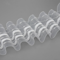 Шторная лента фиксированная сборка, органза, 6 см, 50 ± 1 м, цвет прозрачный/белый Шторная лента фиксированная сборка, органза, 6 см, 50 ± 1 м, цвет прозрачный/белый