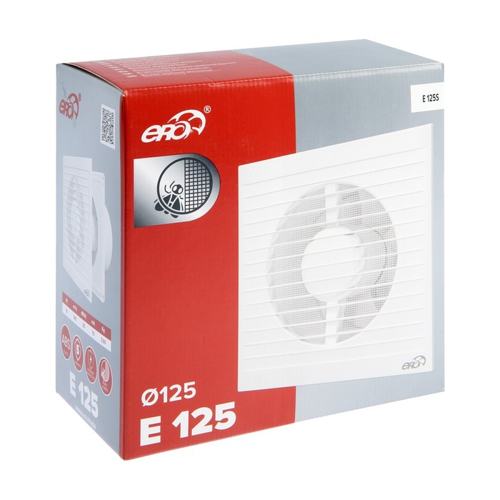 Вентилятор вытяжной ERA E 125 S, 180x180 мм, d=125 мм, 220‒240 В