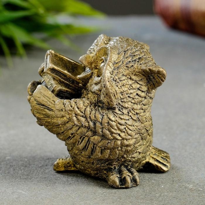 Фигура Фигура "Сова с книгами" малая состаренное золото 5х5х5см