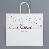 Пакет подарочный крафтовый, упаковка, &laquo;С днём рождения&raquo;, 32 х 28 х 15 см