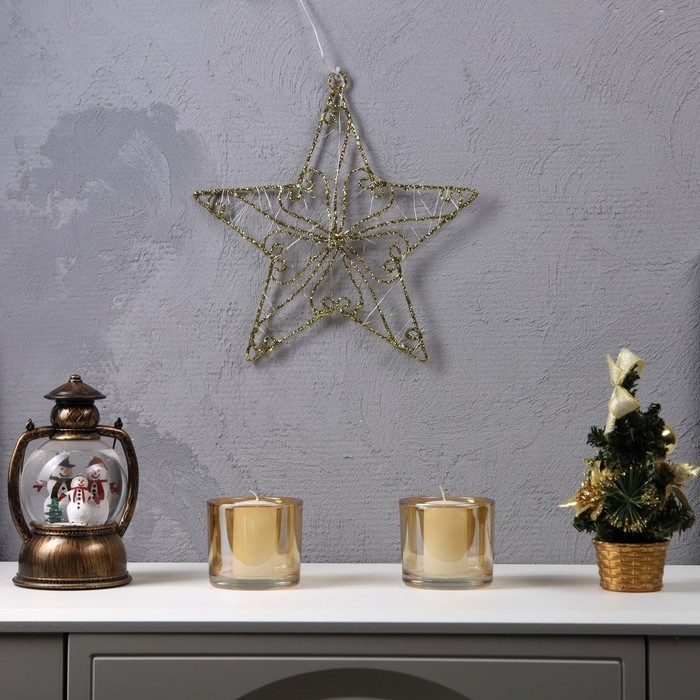 Светодиодная фигура &laquo;Звезда&raquo; 31 см, металл, батарейки ААх2 (не в комплекте), свечение тёплое белое