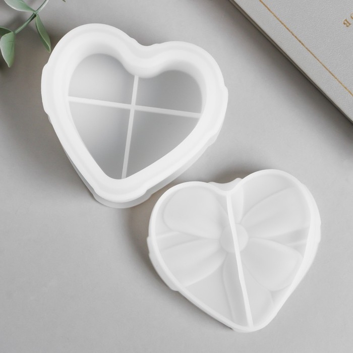 Молд силикон Молд силикон "Шкатулка - бантик сердце" с крышкой 8,4х9,7х6,7 см