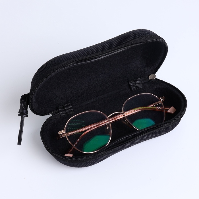 Футляр для очков на молнии, длина 16 см, цвет чёрный