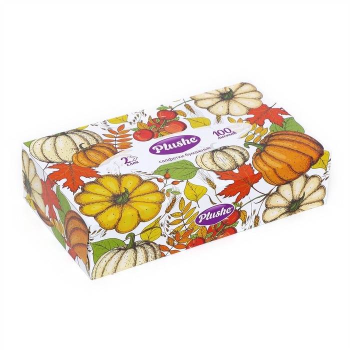 Салфетки бумажные в коробке Plushe, 2 слоя, 100 листов