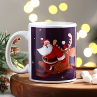 Кружка новогодняя керамическая &laquo;ХО-ХО&raquo;, 320 мл, цвет белый