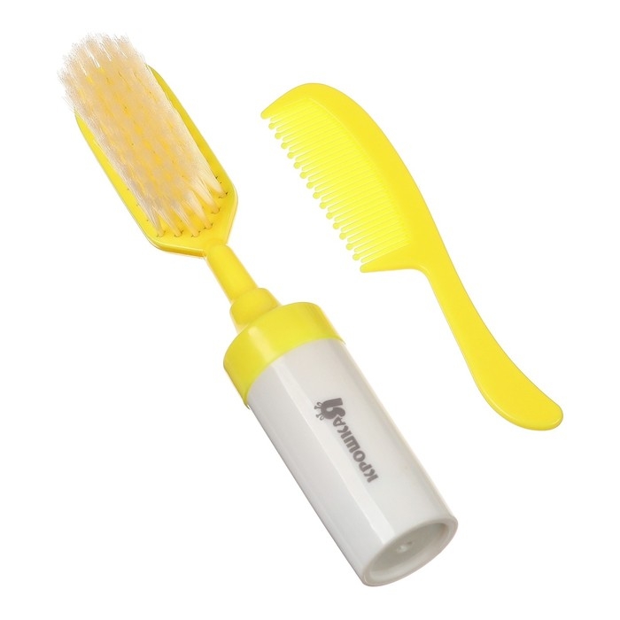 Набор расчесок с погремушкой &laquo;Малыш&raquo;, 2 шт., цвет желтый, рисунок МИКС